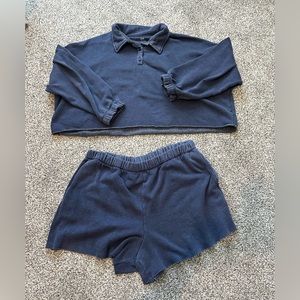 Aerie Fleece of Mind Sweat Set Size XXL- Navy